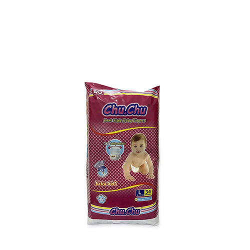 Chu. Chu Pant System Baby Diaper Large Size (8-15 kg)~34 Pcs